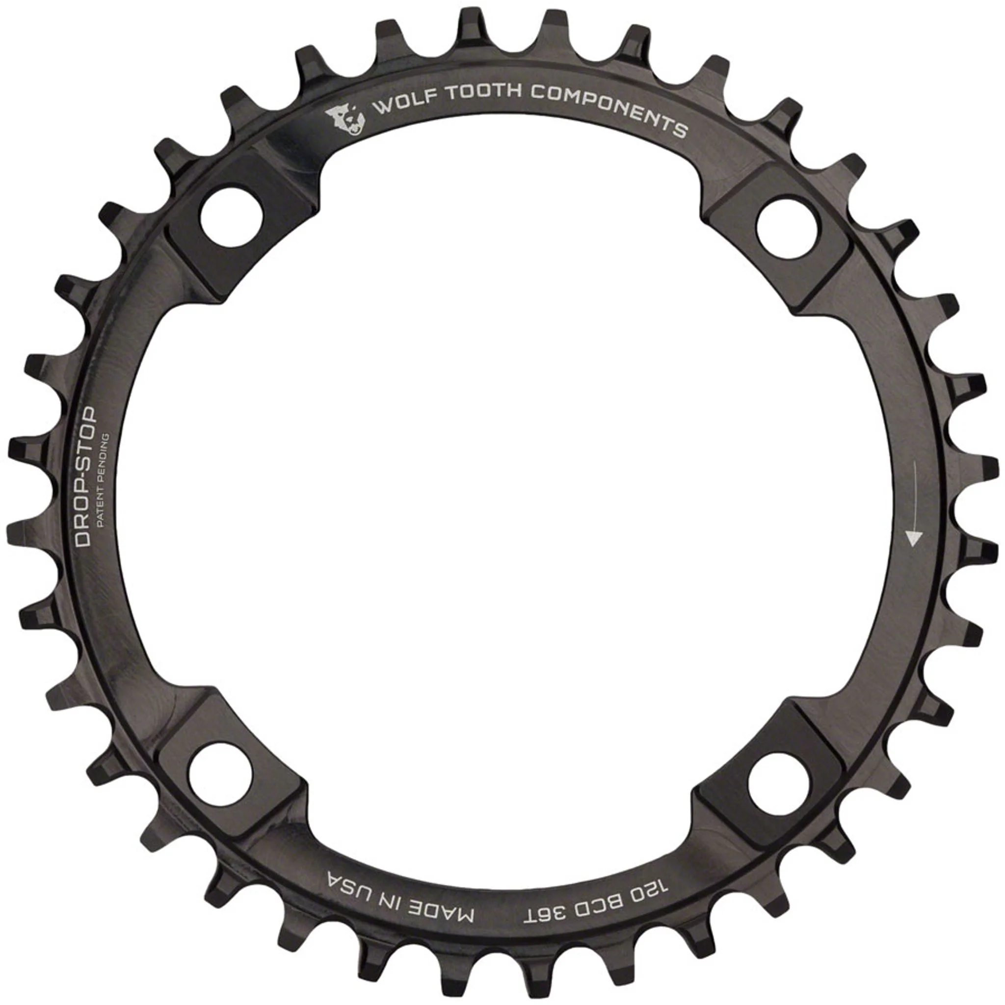 120 BCD Chainring - 36t, 120 BCD, 4-Bolt, Drop-Stop B, Black - Image 2