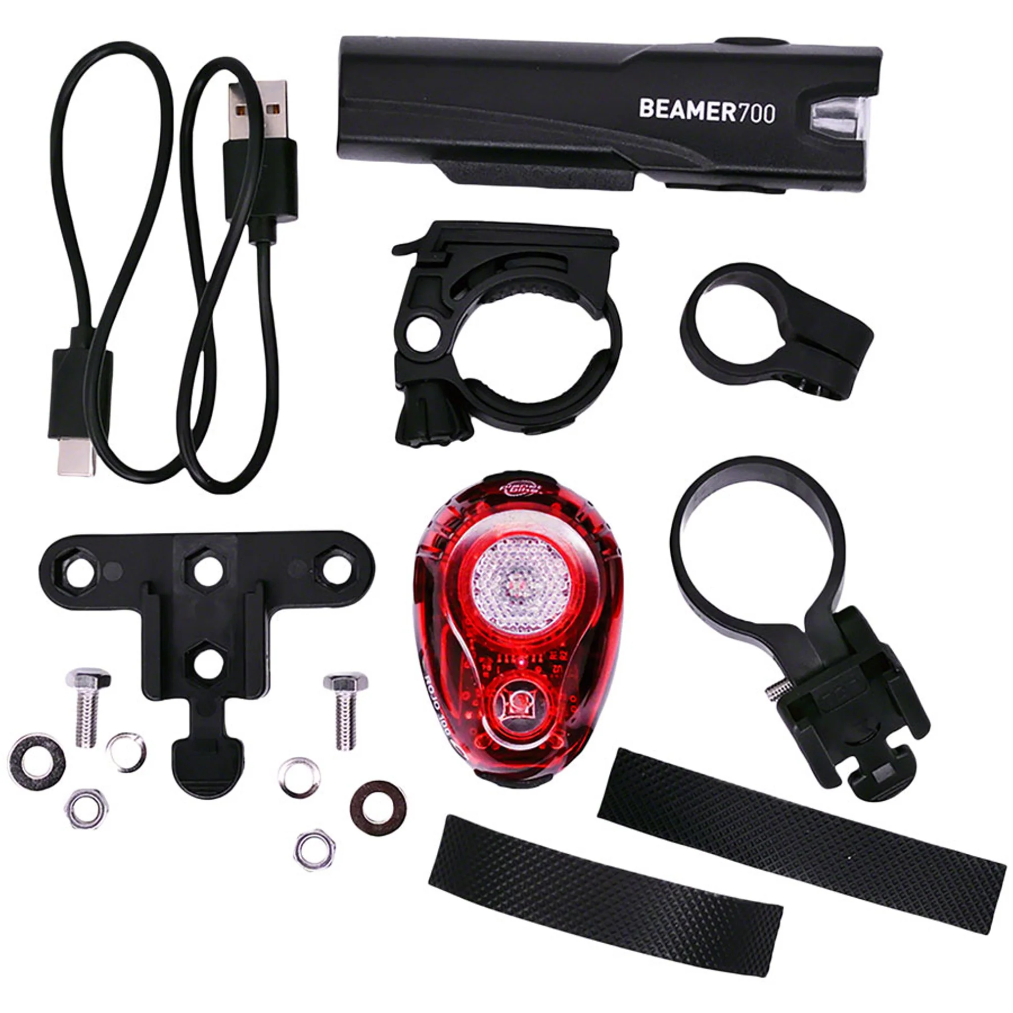 Beamer 700/Rojo 100 Headlight/Taillight Set - 700/100 Lumen, USB Rechargable, Black - Image 2