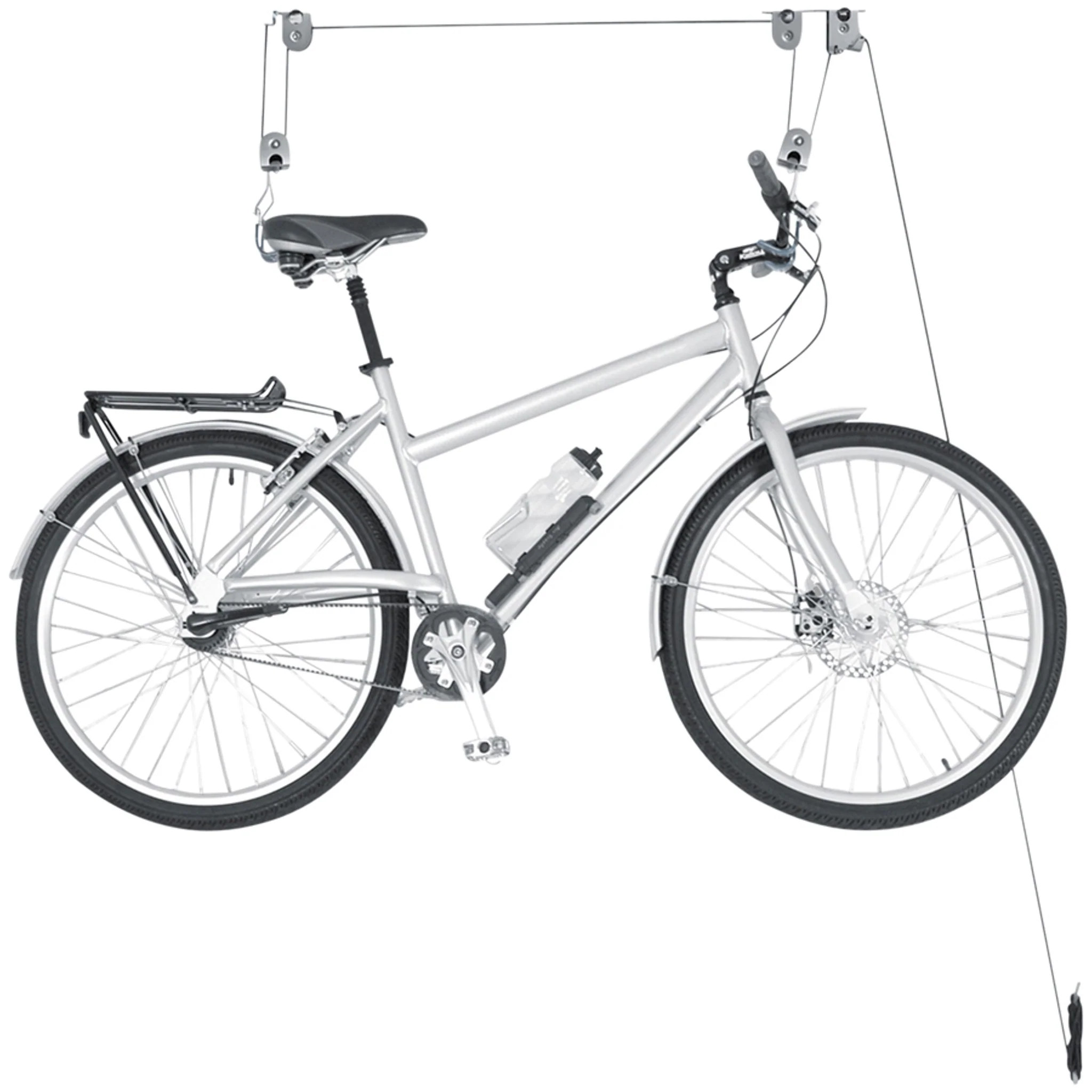 Deluxe Ceiling Hoist Bike Storage Rack  -  1-Bike, Utility Straps Included