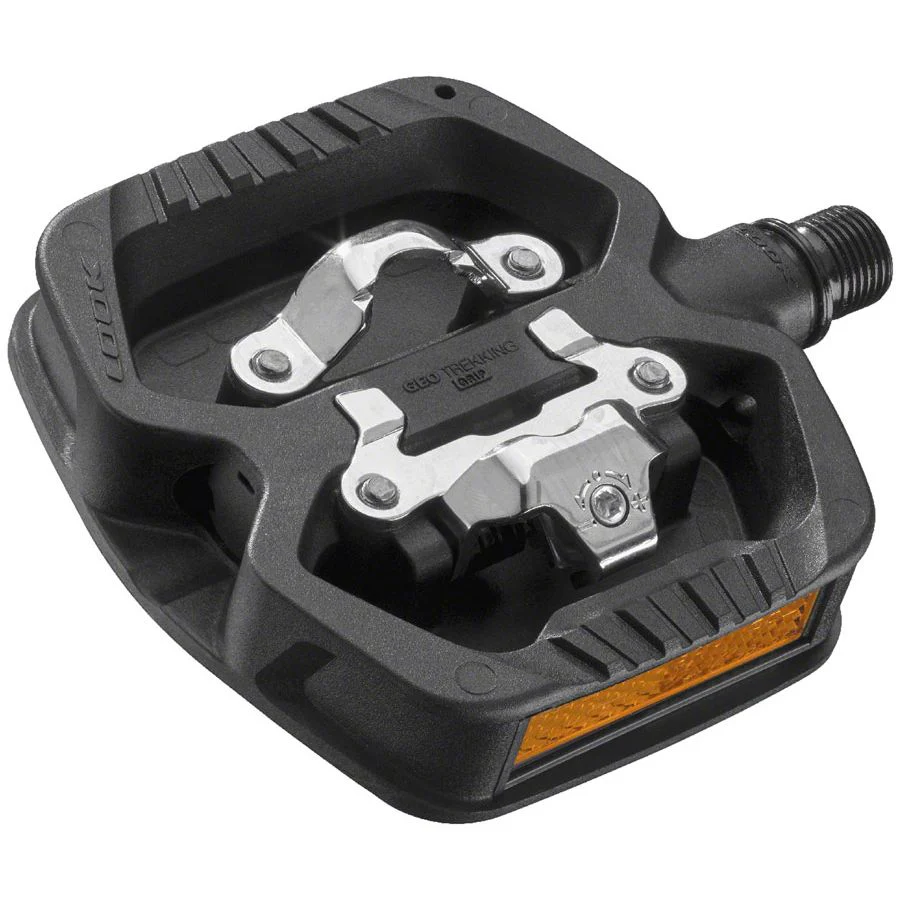 GEO TREKKING GRIP Pedals - Single Side Clipless with Platform, Chromoly, 9/16", Black