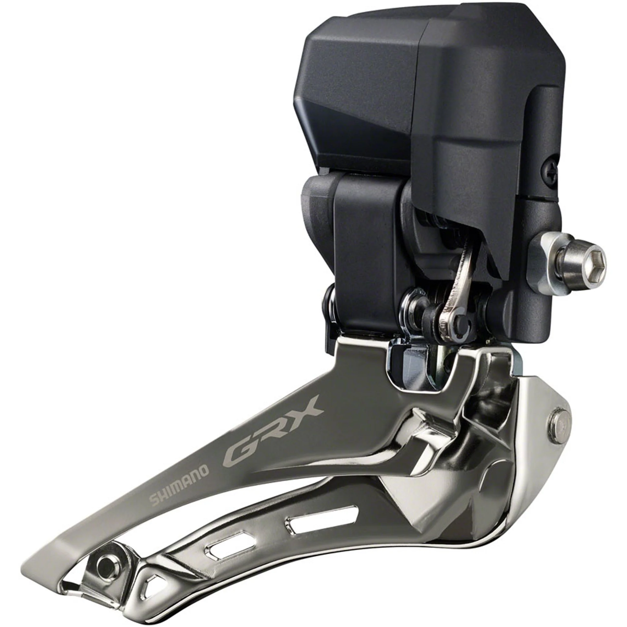 GRX FD-RX825 Di2 Front Derailleur - 2x12-Speed, Braze-on, Down Swing, For 46-48t Max, Black/Silver - Image 2