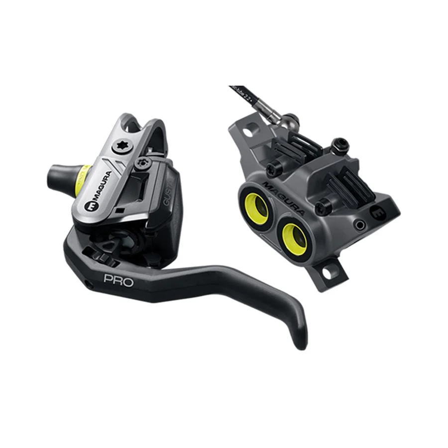 Gustav Pro Disc Brake and Lever - Front or Rear, Post Mount, 4-Piston, Black/Anthracite Gray
