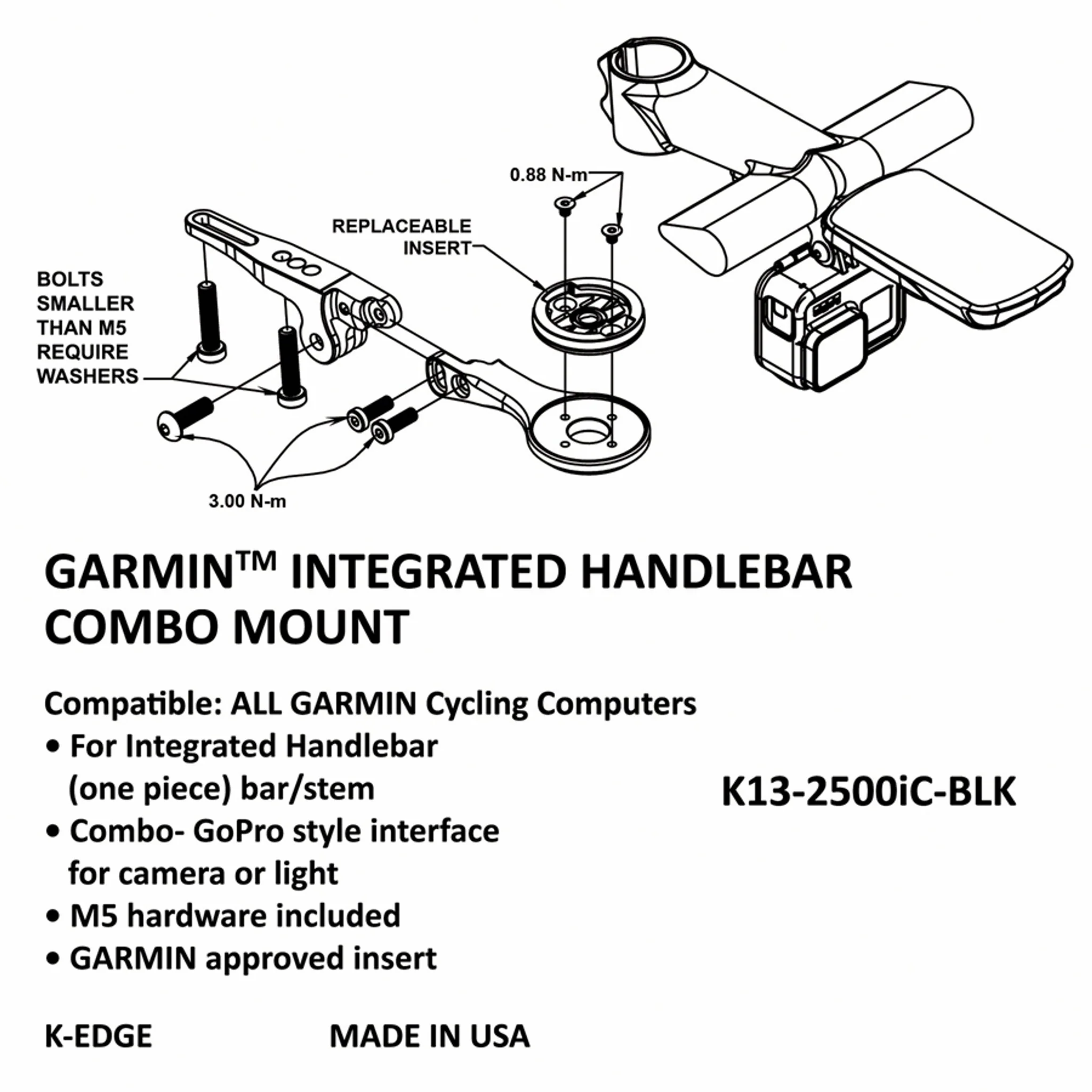 Integrated Handlebar System Combo Mount for Garmin - Image 3