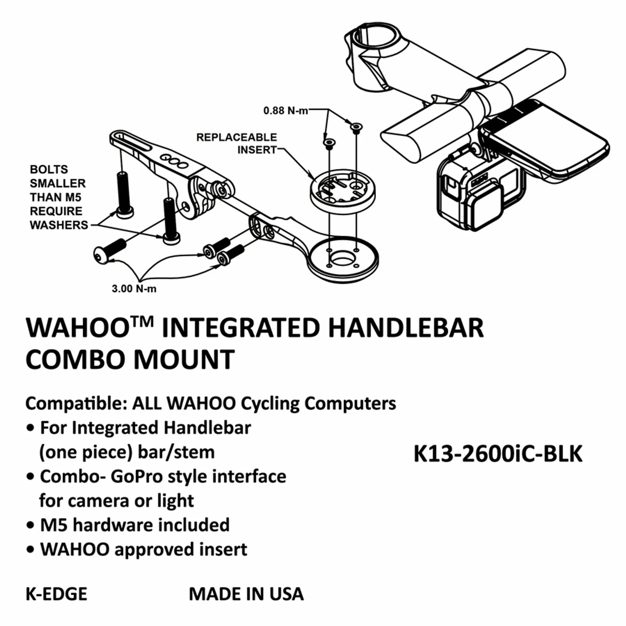 Integrated Handlebar System Combo Mount for Wahoo - Image 2
