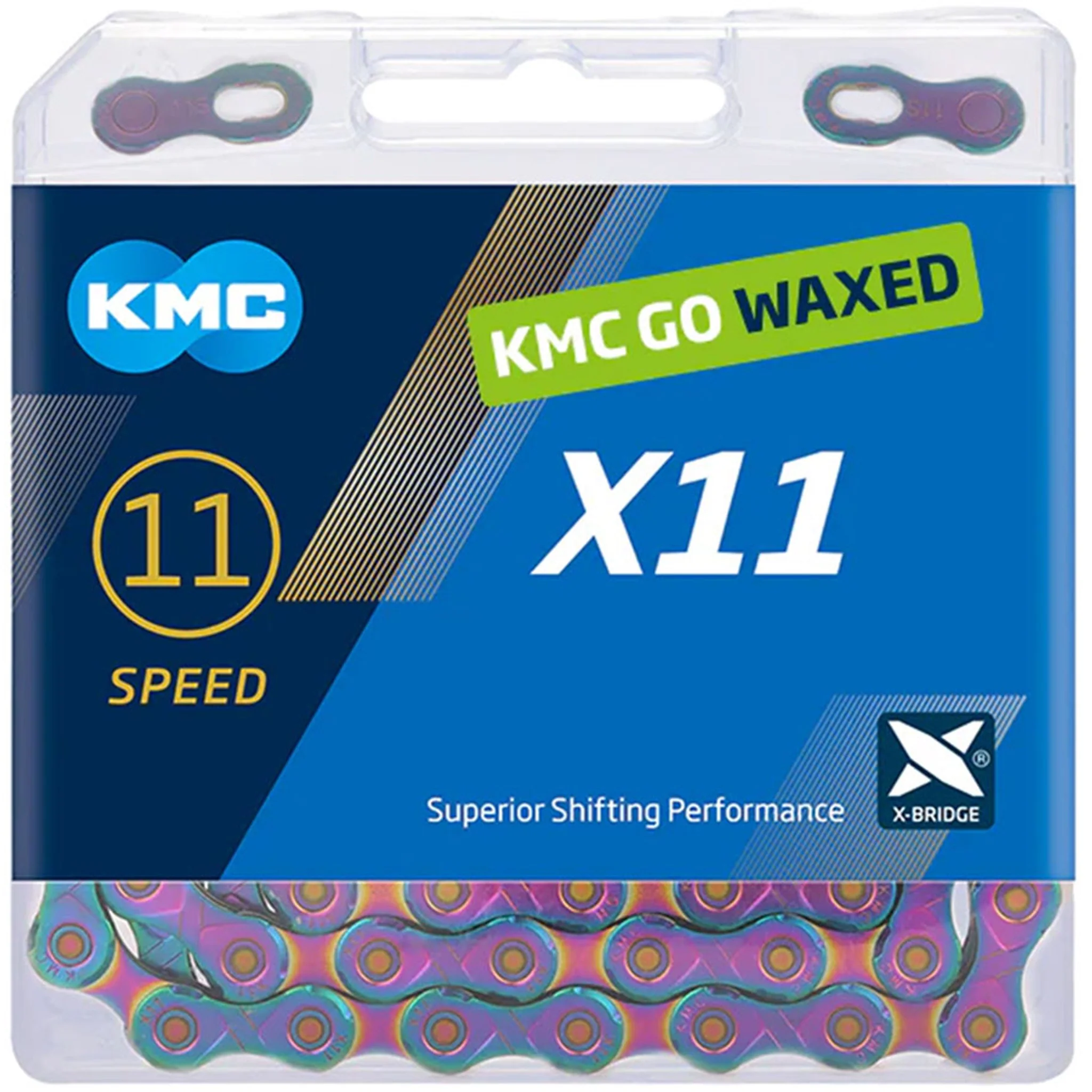 KMC X11 Waxed Chain - 11-Speed, 118 Links, Aurora - Image 2