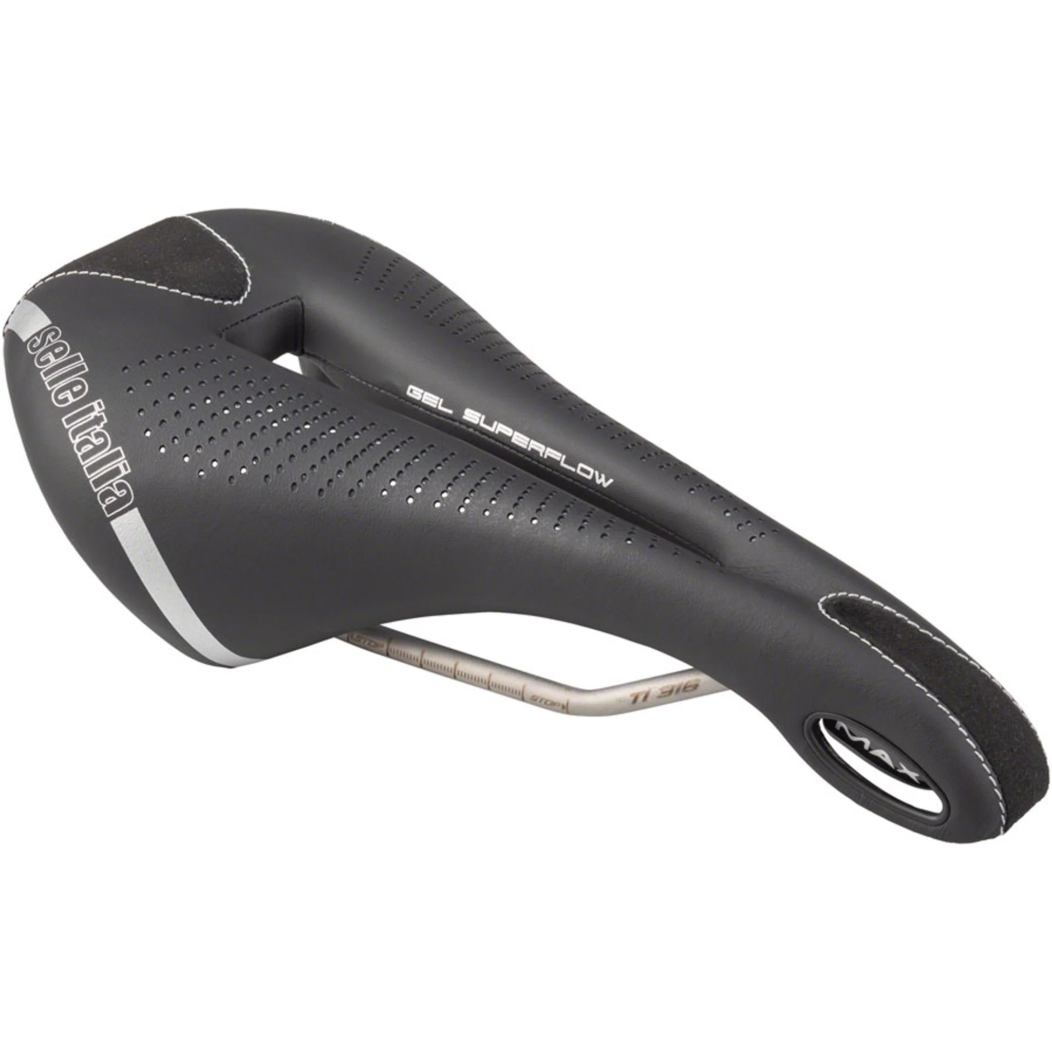 Max Flite Gel Superflow Saddle - Titanium, Black, L3