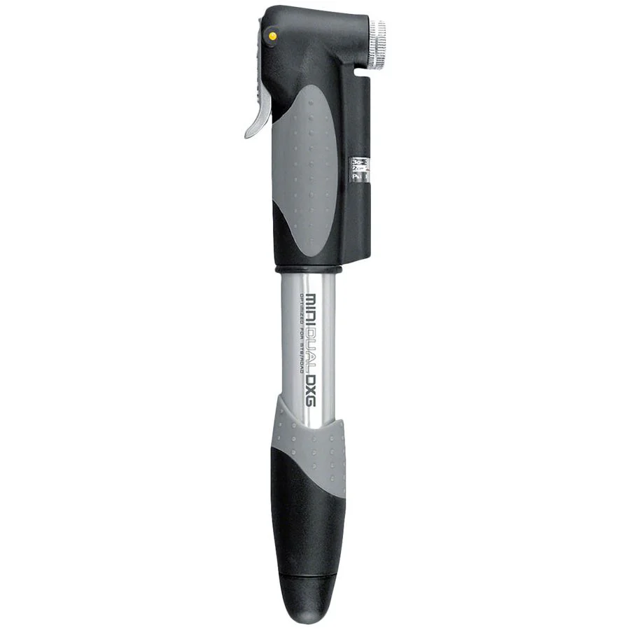Mini Dual DXG Mini Pump- 140psi, With Gauge, Silver/Black