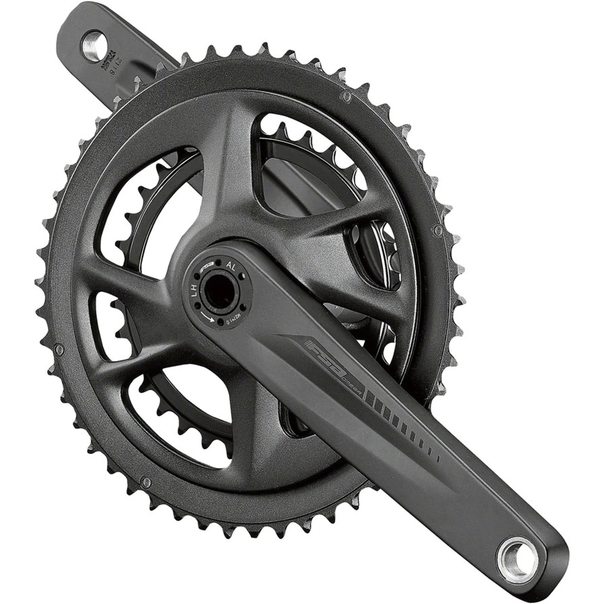 Omega AGX 2x Crankset - 172.5mm, 11-Speed, 50/34t, DM/90 BCD, 19mm MegaExo Spindle, N11, Black