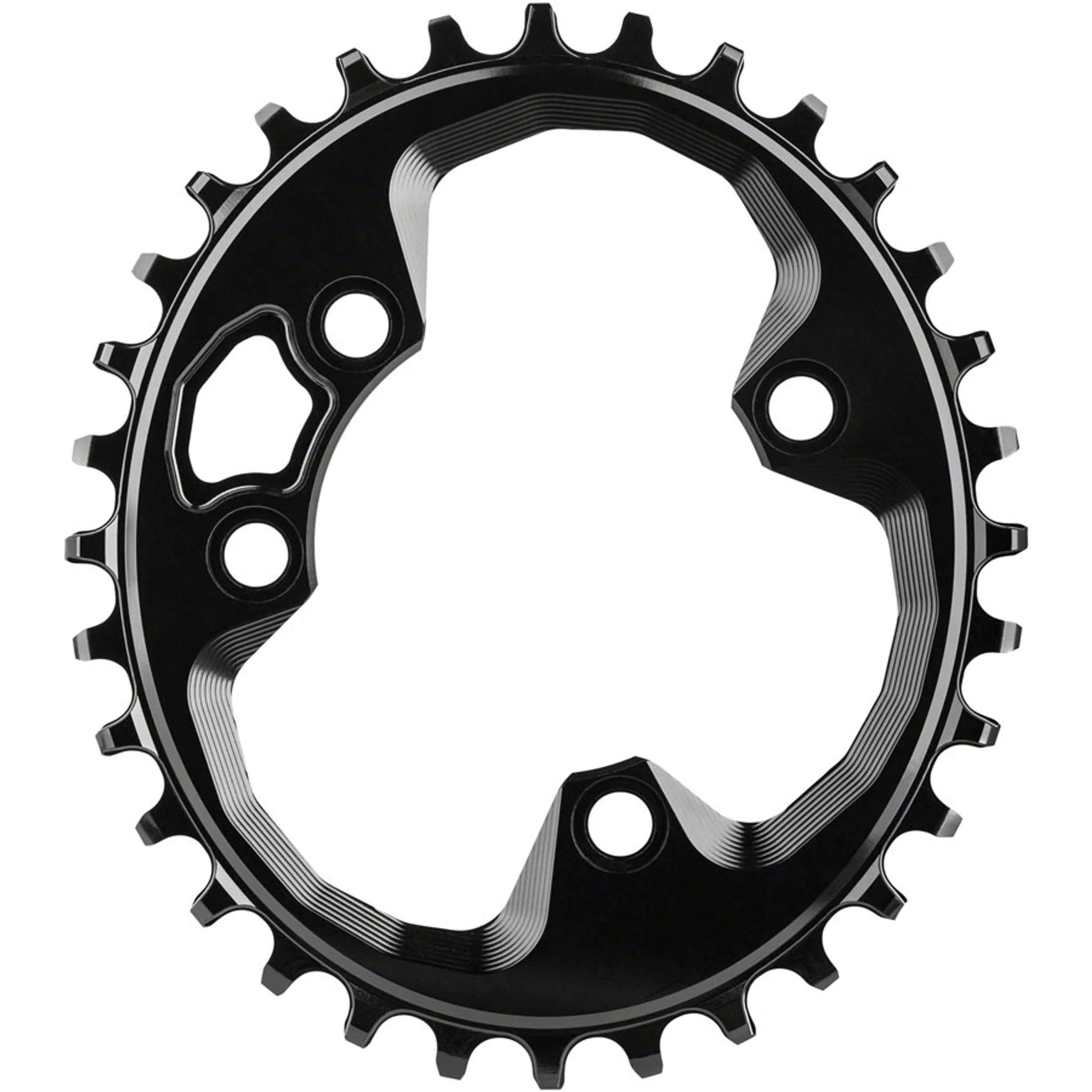 Oval 76 BCD Chainring for Rotor - 30t, 76 BCD, 4-Bolt, Narrow-Wide, Black
