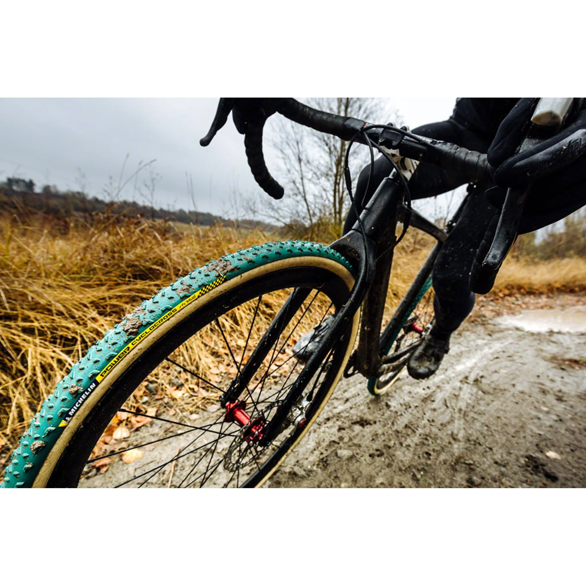 Power Cyclocross Mud Tire - 700 x 33, Tubular, Folding, Green/Tan - Image 2