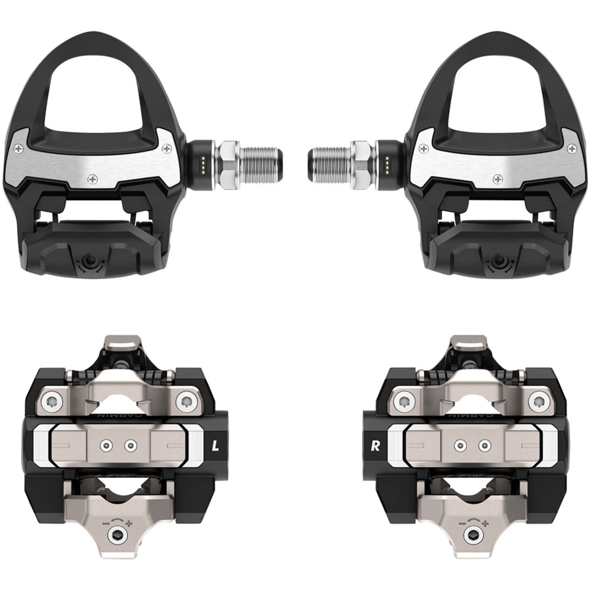 Rally RS/XC210 Power Meter Pedals Bundle - Clipless, Composite/Alloy, 9/16", Black, Pair, Dual-Sensing, Shimano SPD-SL/SPD