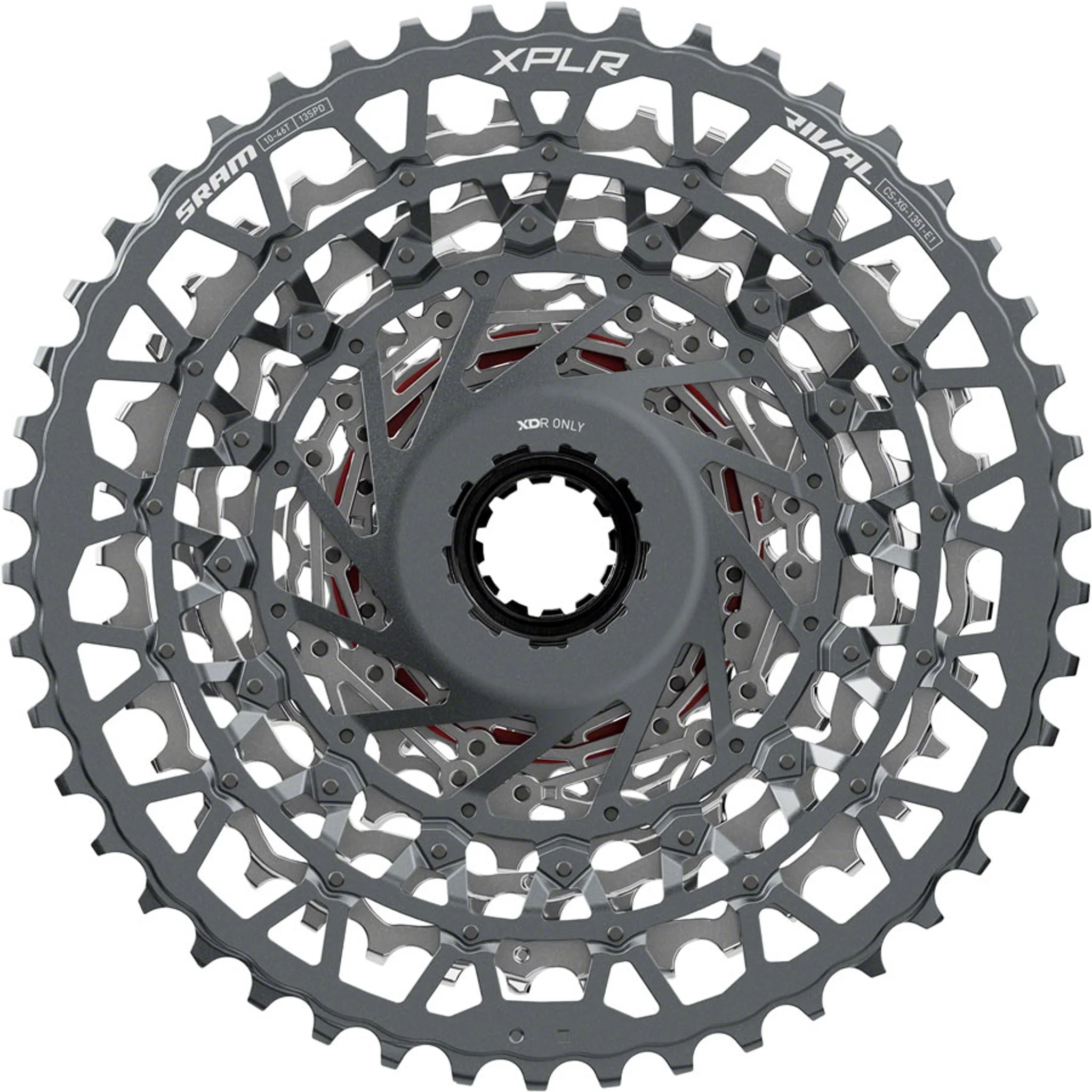 SRAM Rival XPLR XG-1351 Cassette - 13-Speed, 10-46t, For XDR Driver, Silver, E1 - Image 3