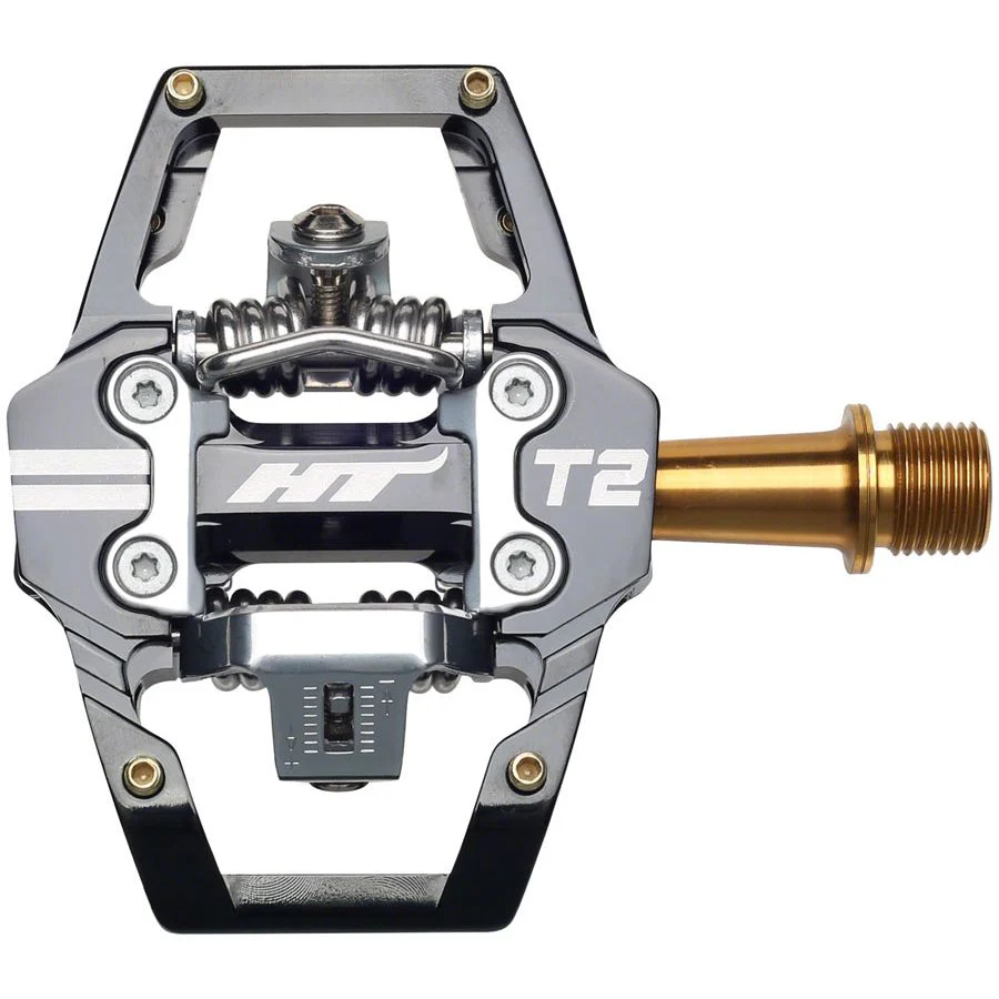 T2T Pedals - Dual Sided Clipless with Platform, Aluminum, 9/16", Black