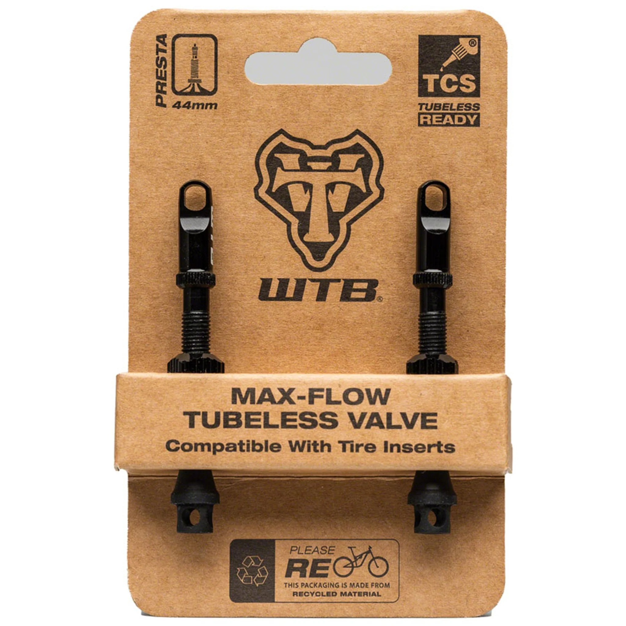 TCS Max-Flow Tubeless Valves - 44mm, Black, Pair - Image 2