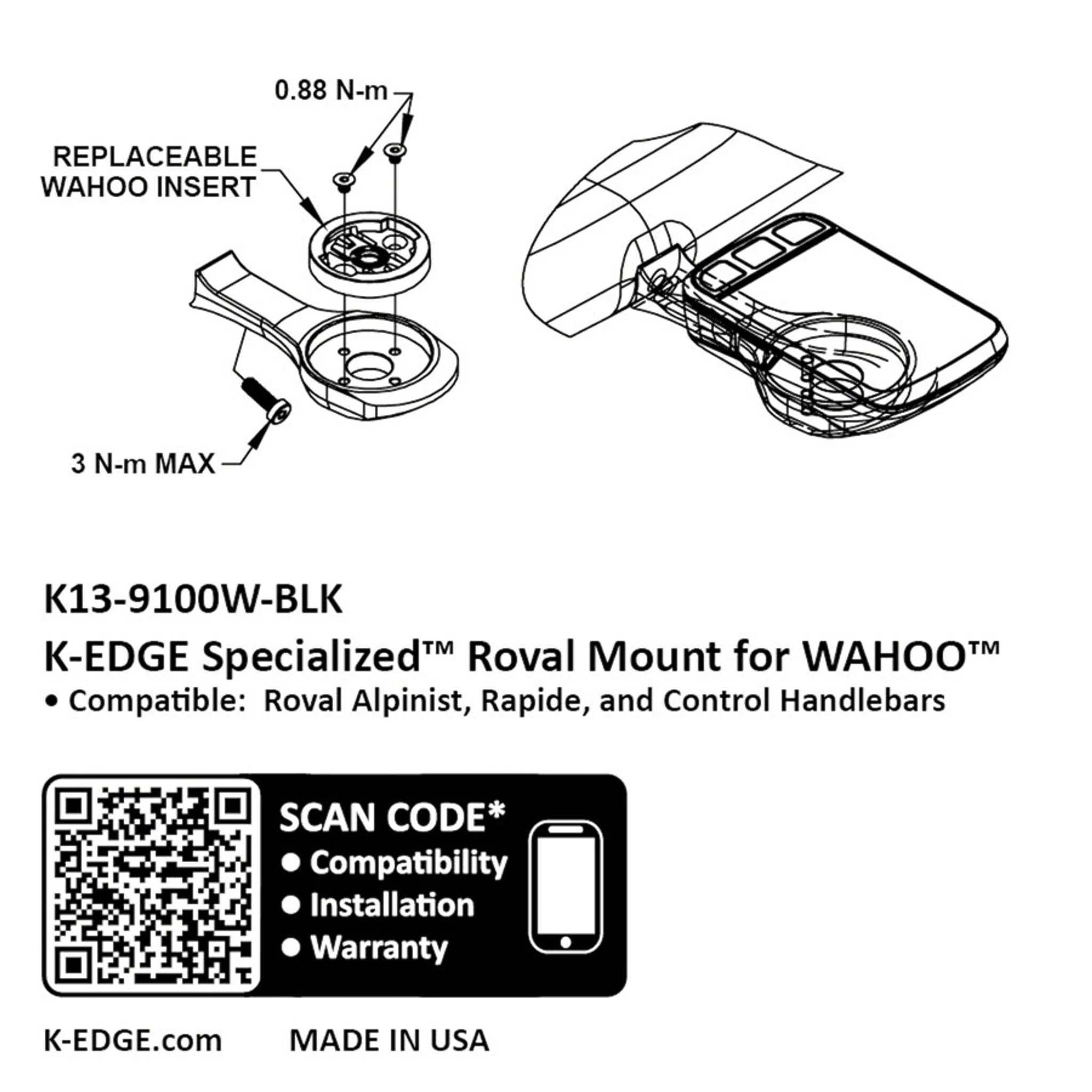 K-EDGE Wahoo Specialized Roval Computer Mount - Black Anodized, Compatible up to Garmin 1050 - Image 4