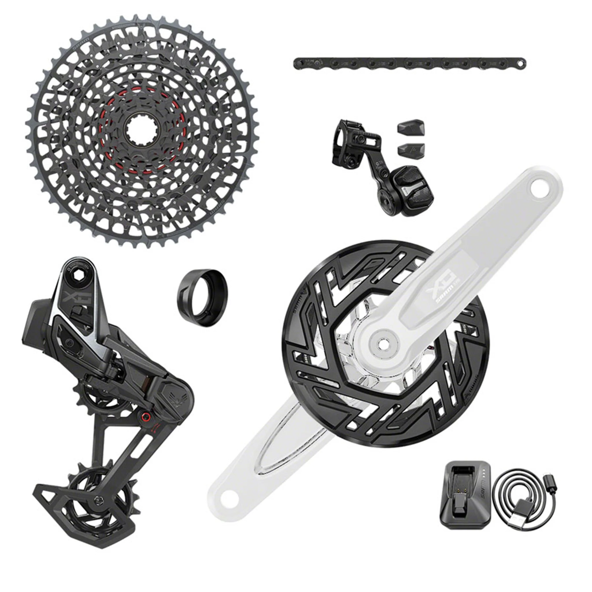 X0 Eagle T-Type Ebike AXS Groupset - 104BCD 34T, Derailleur, Shifter, 10-52t Cassette, Clip-On Guard, Arms not included - Image 4